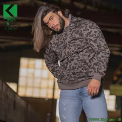 هودی سایز بزرگ مردانه چریکی پشت چاپ دار کمر و مچ کش