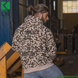 هودی سایز بزرگ مردانه چریکی پشت چاپ دار کمر و مچ کش