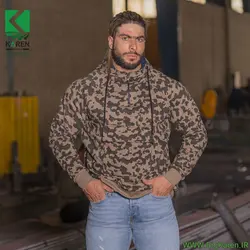 هودی سایز بزرگ مردانه چریکی پشت چاپ دار کمر و مچ کش