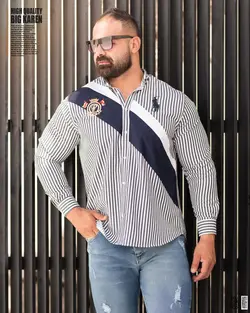 پیراهن سایز بزرگ راه راه پرچمی - کد 230