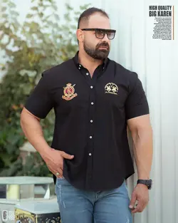 پیراهن سایز بزرگ آستین کوتاه دو لوگو - کد 232