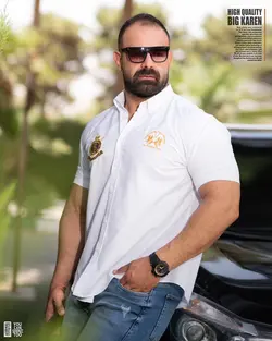 پیراهن سایز بزرگ آستین کوتاه دو لوگو - کد 232