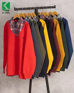 بلوز سایز بزرگ سلانیک یقه پیراهنی - کد 459