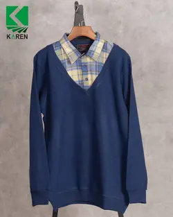 بلوز سایز بزرگ سلانیک یقه پیراهنی - کد 459