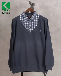 بلوز سایز بزرگ سلانیک یقه پیراهنی - کد 459