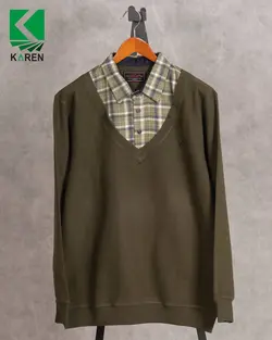 بلوز سایز بزرگ سلانیک یقه پیراهنی - کد 459