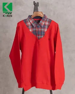 بلوز سایز بزرگ سلانیک یقه پیراهنی - کد 459