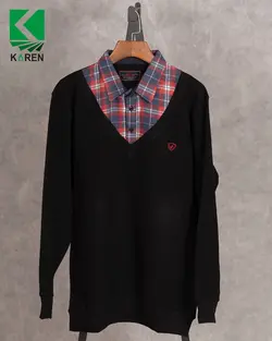 بلوز سایز بزرگ سلانیک یقه پیراهنی - کد 459