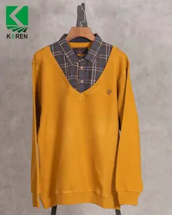 بلوز سایز بزرگ سلانیک یقه پیراهنی - کد 459