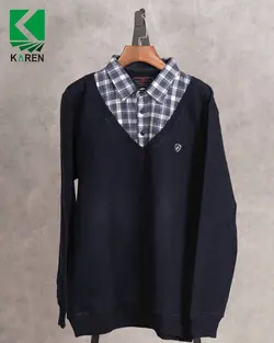 بلوز سایز بزرگ سلانیک یقه پیراهنی - کد 459