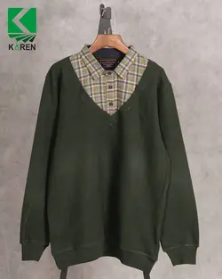 بلوز سایز بزرگ سلانیک یقه پیراهنی - کد 459