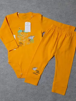 قیمت و خرید بادی و شلوار چیاکو طرح میمون نارنجی - سیسمونی آقابزرگ