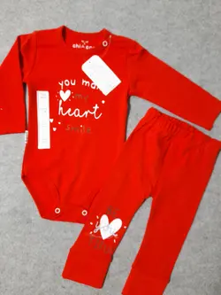 قیمت و خرید بادی و شلوار چیاکو طرح قلب قرمز - سیسمونی آقابزرگ