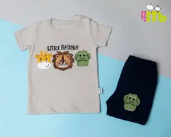 قیمت و خرید ست تیشرت و شلوارک حیوانات طوسی مهتا کد 1364 مهتا - سیسمونی آقابزرگ