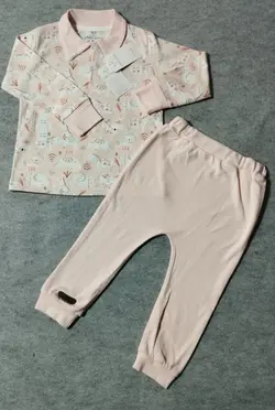 قیمت و خرید بلوز و شلوار یقه دار چیاکو طرح حیوانات گلبهی - سیسمونی آقابزرگ