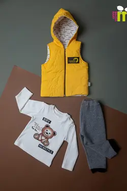 قیمت و خرید سه تیکه پافر زرد کد 1443 مهتا - سیسمونی آقابزرگ