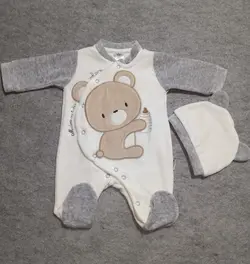 قیمت و خرید سرهمی مخمل693 پوشانک طرح خرس و شیشه شیر - سیسمونی آقابزرگ