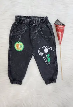 قیمت و خرید شلوار لی ذغالی بهار طرح دایناسور - سیسمونی آقابزرگ