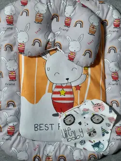 قیمت و خرید زیرانداز تمام چاپ مخمل سلام کوچولو طرح خرگوش و رنگین کمان - سیسمونی آقابزرگ