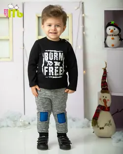 قیمت و خرید سه تیکه ژیله آبی جیب طوسی مهتا کد 1471 - سیسمونی آقابزرگ