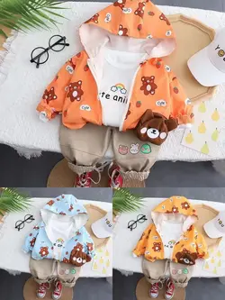 قیمت و خرید سه تیکه لیانا نارنجی طرح خرس و توت فرنگی - سیسمونی آقابزرگ