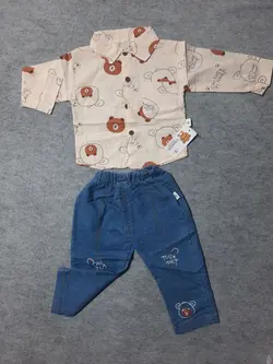 قیمت و خرید دو تیکه لیانا طرح خرس کرم قهوه ای - سیسمونی آقابزرگ