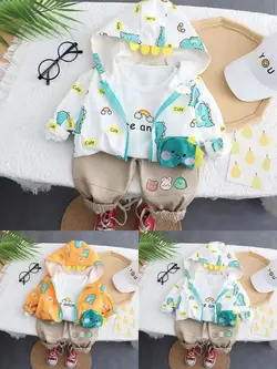 قیمت و خرید سه تیکه لیانا نارنجی طرح دایناسور کیوت ورنگین کمان - سیسمونی آقابزرگ