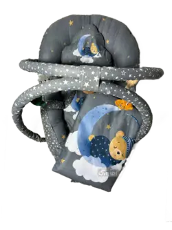 قیمت و خرید تشک گارد دار سه تیکه اولدوز مخمل خرس خواب طوسی - سیسمونی آقابزرگ