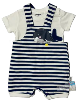 قیمت و خرید دو تیکه رامپرز راه راه نهنگ مهتا کد 1540 - سیسمونی آقابزرگ