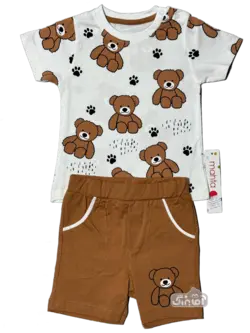 قیمت و خرید تیشرت شلوارک خرس کرم مهتا کد 1523 - سیسمونی آقابزرگ