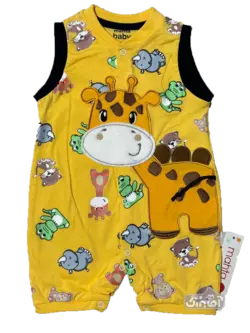 قیمت و خرید رامپرز رکابی گلدوزی زرافه مهتا کد 1525 - سیسمونی آقابزرگ