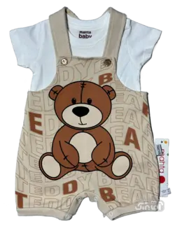 قیمت و خرید دو تیکه پیشبندی خرس مهتا کد 1541 - سیسمونی آقابزرگ