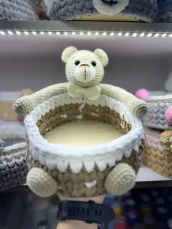 قیمت و خرید سبد لوسیون عروسکی خرس کرم - سیسمونی آقابزرگ