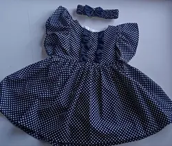 قیمت و خرید سارافون و هد 902 باروک طرح خال خالی چیندار سرمه ای - سیسمونی آقابزرگ