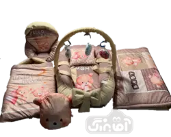 قیمت و خرید ست 7 تکه تشک بازی و غلتگیر مخمل خرس کرم - سیسمونی آقابزرگ