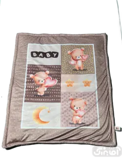 قیمت و خرید ست 7 تکه تشک بازی و غلتگیر مخمل خرس کرم - سیسمونی آقابزرگ