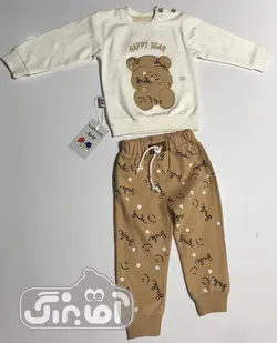 قیمت و خرید بلوز و شلوار آی سان بی بی خرس کرم happy bear کد 2074 - سیسمونی آقابزرگ