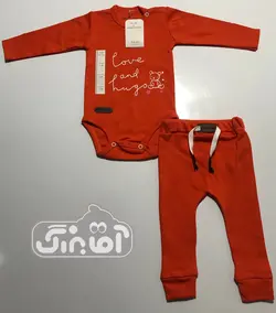 قیمت و خرید بادی و شلوار چیاکو طرح خرس و حروف نارنجی - سیسمونی آقابزرگ