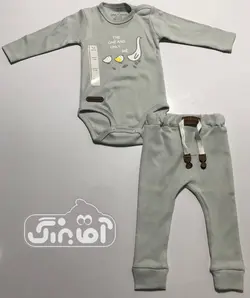 قیمت و خرید بادی و شلوار چیاکو طرح مامی اردک طوسی - سیسمونی آقابزرگ