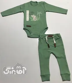 قیمت و خرید بادی و شلوار چیاکو طرح میمون سبز - سیسمونی آقابزرگ