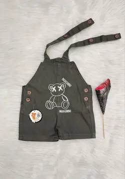 قیمت و خرید پیشبندی کتان کوتاه بهار طرح خرس چشم ضبدری کد 4080 سبز - سیسمونی آقابزرگ