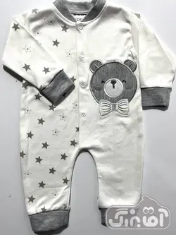 قیمت و خرید سرهمی کاراکو مدل خرس و پاپیون طوسی - سیسمونی آقابزرگ