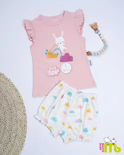 قیمت و خرید بلوز شورت گلبهی خرگوش وابر مهتا کد 1586 - سیسمونی آقابزرگ