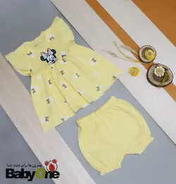 قیمت و خرید بلوز شورت چیندار بی بی وان میکی موس زرد - سیسمونی آقابزرگ