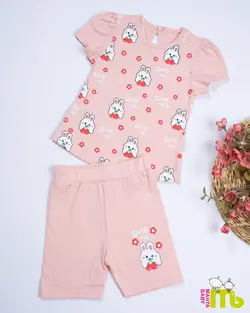 قیمت و خرید بلوز شورت گلبهی خرگوش و آلبالو مهتا کد 1608 - سیسمونی آقابزرگ