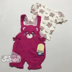 قیمت و خرید دو تیکه بلوز و پیشبندی گل ایران طرح خرس سرخابی - سیسمونی آقابزرگ