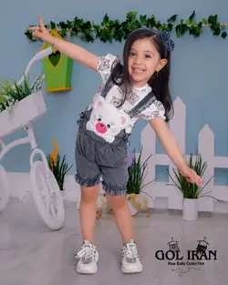 قیمت و خرید دو تیکه بلوز و پیشبندی لی گل ایران طرح تدی ذغالی - سیسمونی آقابزرگ