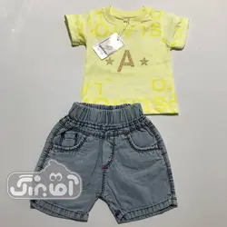 قیمت و خرید بلوز و شورت گل ایران طرح حروف - سیسمونی آقابزرگ