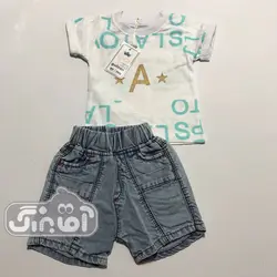 قیمت و خرید بلوز و شورت گل ایران طرح حروف - سیسمونی آقابزرگ