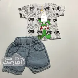 قیمت و خرید بلوز و شورت گل ایران طرح خرگوش love کد 709 - سیسمونی آقابزرگ